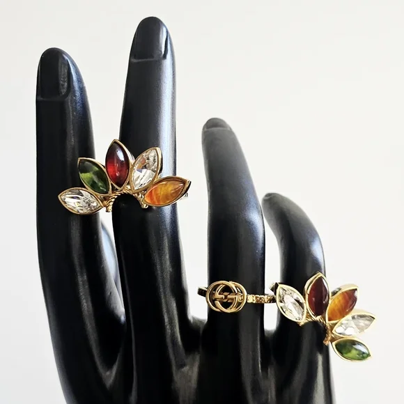 Gucci Interlocking Flower Multifinger Triple Band Ring - Size 6 - Picture 9 of 13